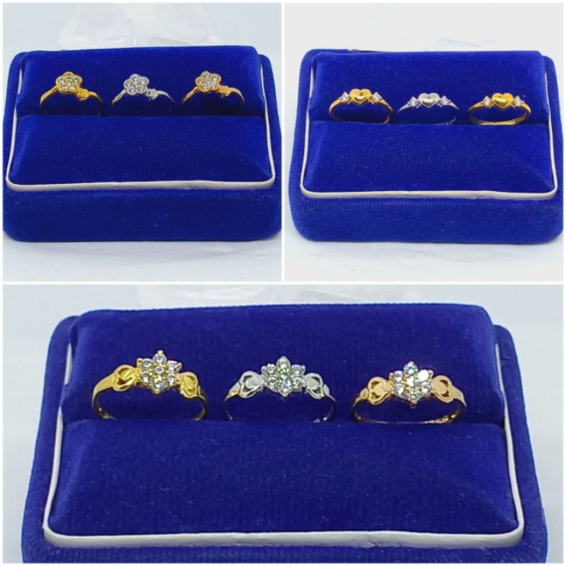 CINCIN PERAK ASLI SILVER LAPIS EMAS 925/CINCIN ANAK COR MOTIF BUNGA &amp; LOVE MP/ASLI SILVER/CINCIN FASHION