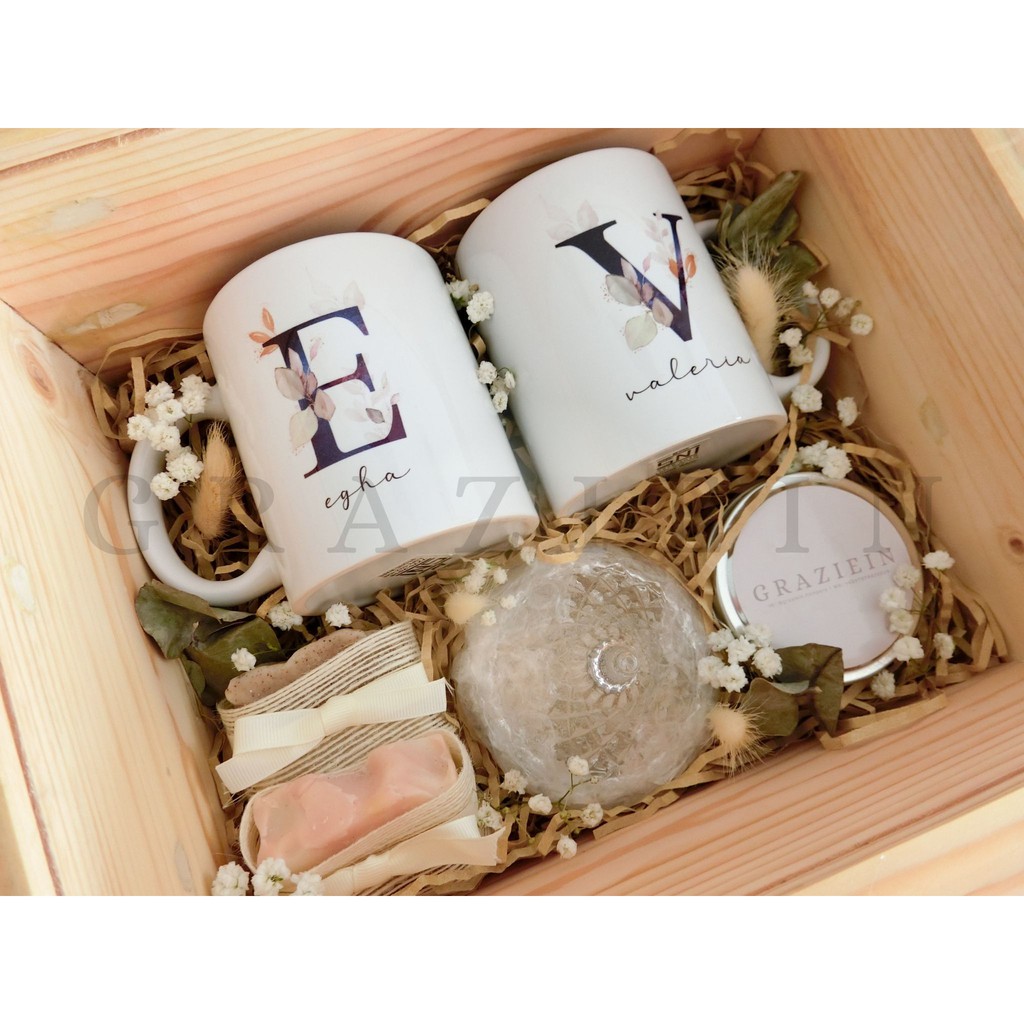 Rustic Wedding Gift Couple Mug Set/ Wedding Hampers SET B