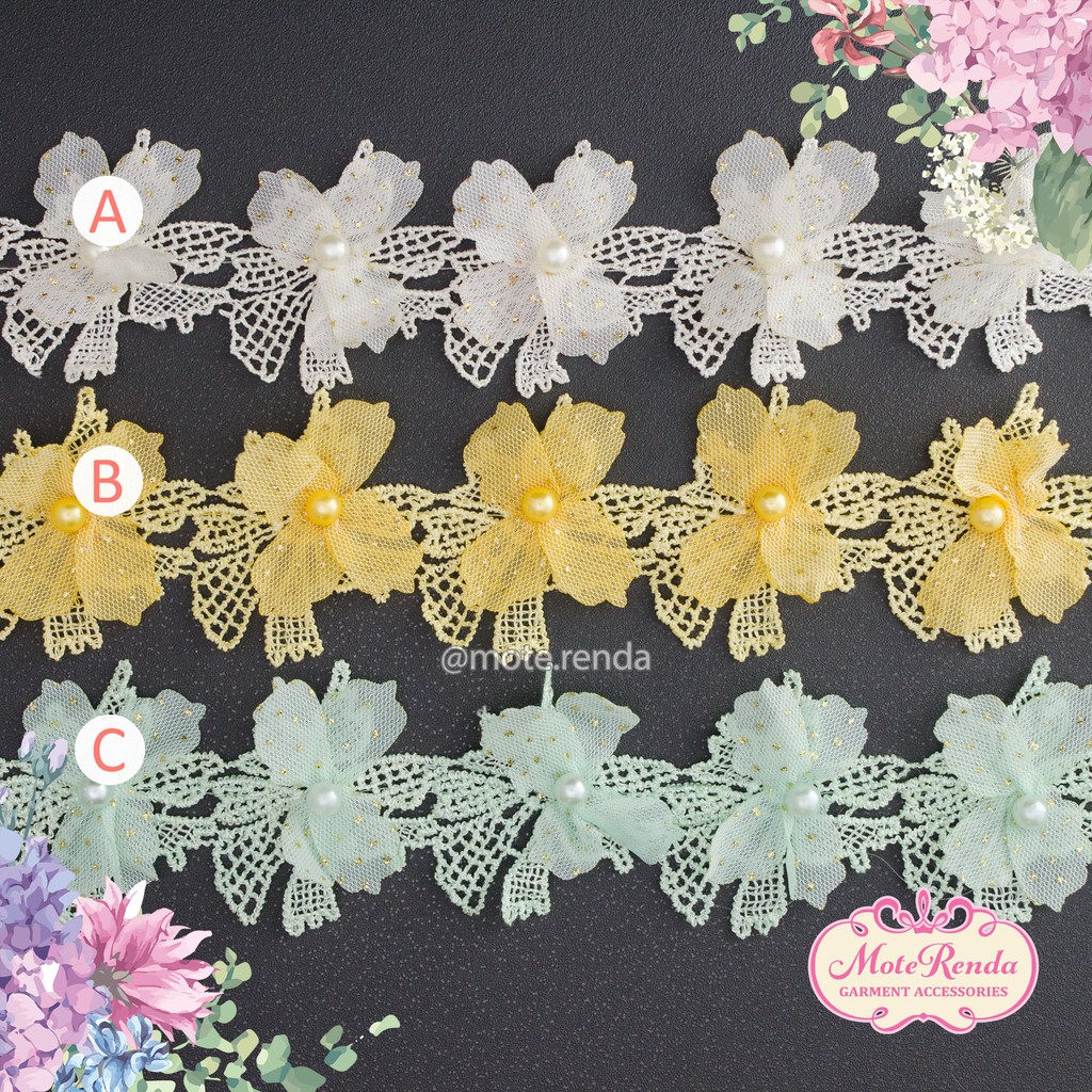 Renda bunga, lebar 6cm (harga per 50cm) kode 5AKA60