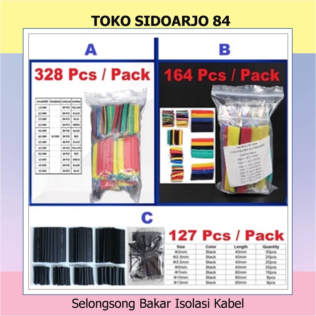 selongsong Bakar Isolasi kabel isolasi bakar selongsong kabel Heat shrink set