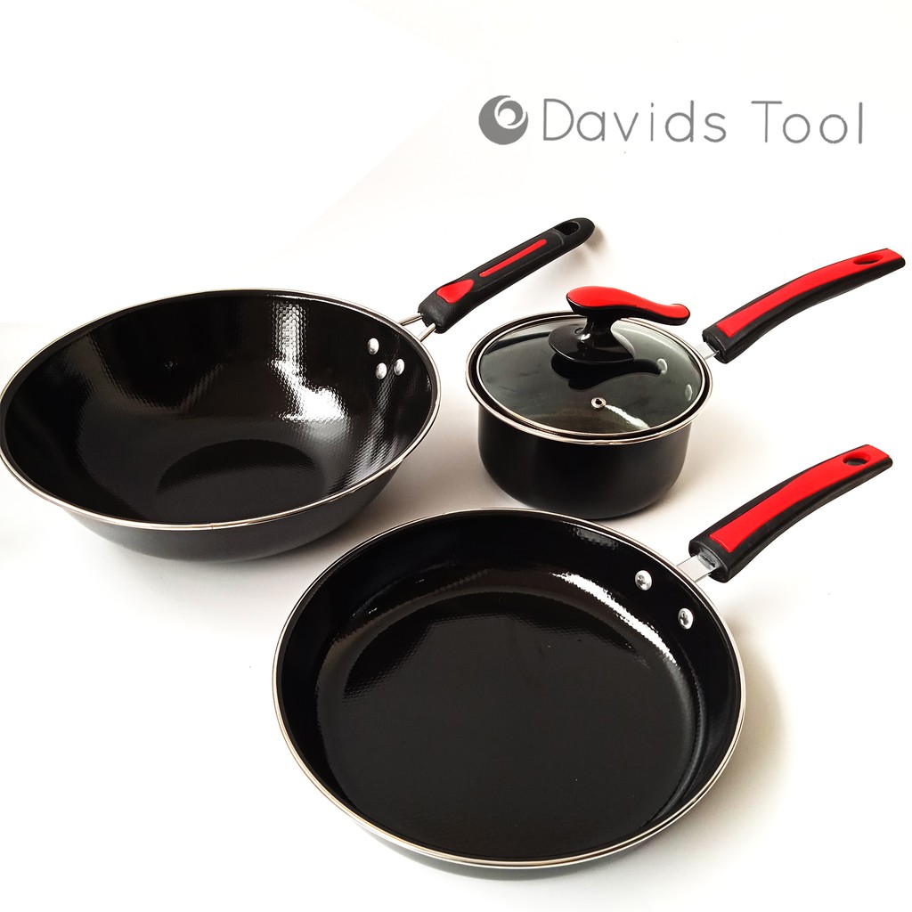 Panci Set Anti Lengket Cookware Enamel Teflon 4pcs Nagako