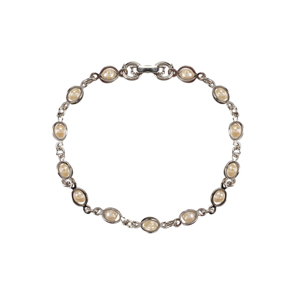1901 Jewelry Gelang Perak Mutiara Budidaya Silver 382 - Panjang 6-8cm