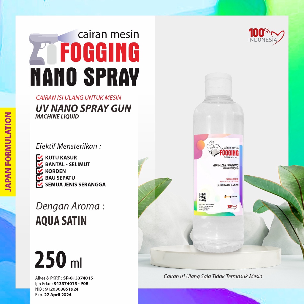 Cairan Fogging Nano Spray Aroma Wangi 250 ml / Cairan Liquid Fogging 250 ml Free Bubble Wrap