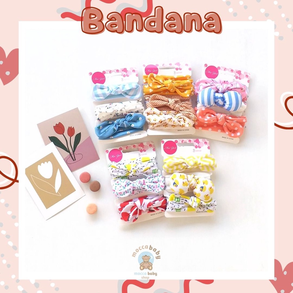 MBSS - BANDANA MOTIF A Bandana Set isi 3 Motif Beda / Headband Bayi Newborn Anak Perempuan Part 3