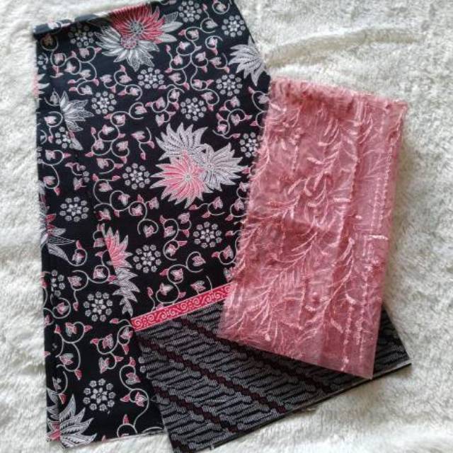 Kain Batik Kain Brokat Cord Kain Tiler Akar Warna Pink - Kebaya Termurah - Batik Ozila