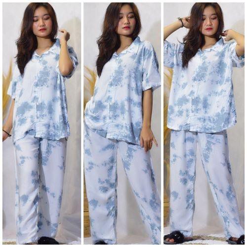 Sweet Honey Baju Setelan  Kemeja  Tie Dye Lengan Pendek 