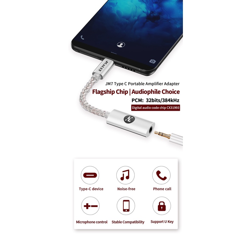 JCALLY JM7 HiRes DAC Adapter Audio CX31993 USB Type C to Jack 3.5mm alt JM6 JM04 Pro