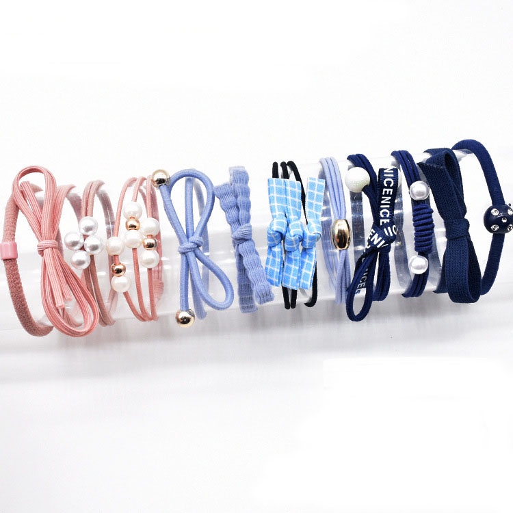 MURMURE.ID | 12PCS/SET KARET RAMBUT ALA KOREA IKAT RAMBUT MUTIARA BANYAK WARNA HA031-Mix 3 Warna