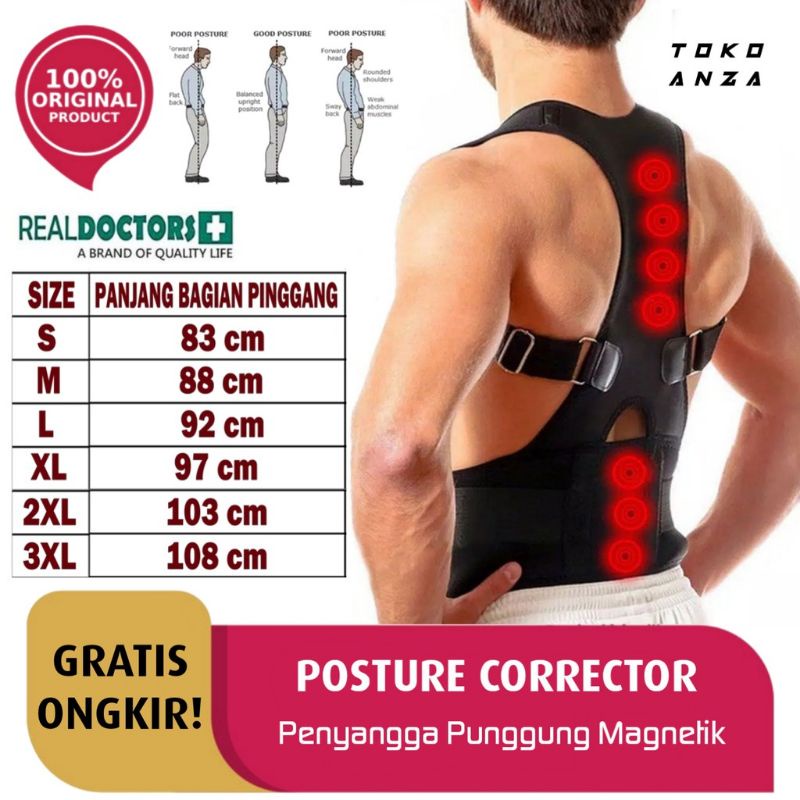 PENYANGGA PUNGGUNG MAGNETIC PWMG KORSET PUNGGUNG KORSET PINGGANG PENEGAK BADAN KORSLET PRIA / WANITA