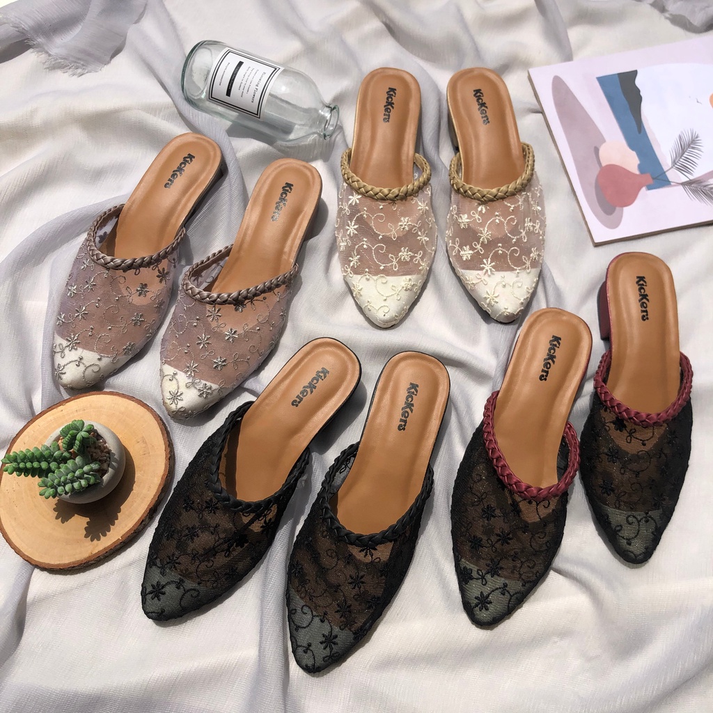 SANDAL SLOP MULES BRUKAT WANITA TERBARU HAK 3CM HIGHHELS PESTA WEDDING MODERN TERLARIS TERMURAH TASBIYA KELABANG HEELS 4 Sepatu Heels Wanita Selop Formal Cantik Nyaman TERBARU BERKIALITAS IMPORT Sandal Slop Slip On Teplek Wanita Sandal Cewek