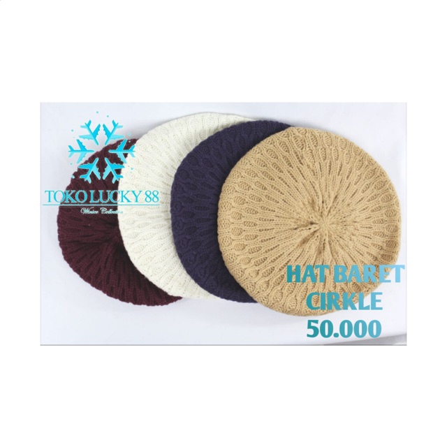 Topi Beret Rajut Wool Hat Baret Winter Musim Dingin