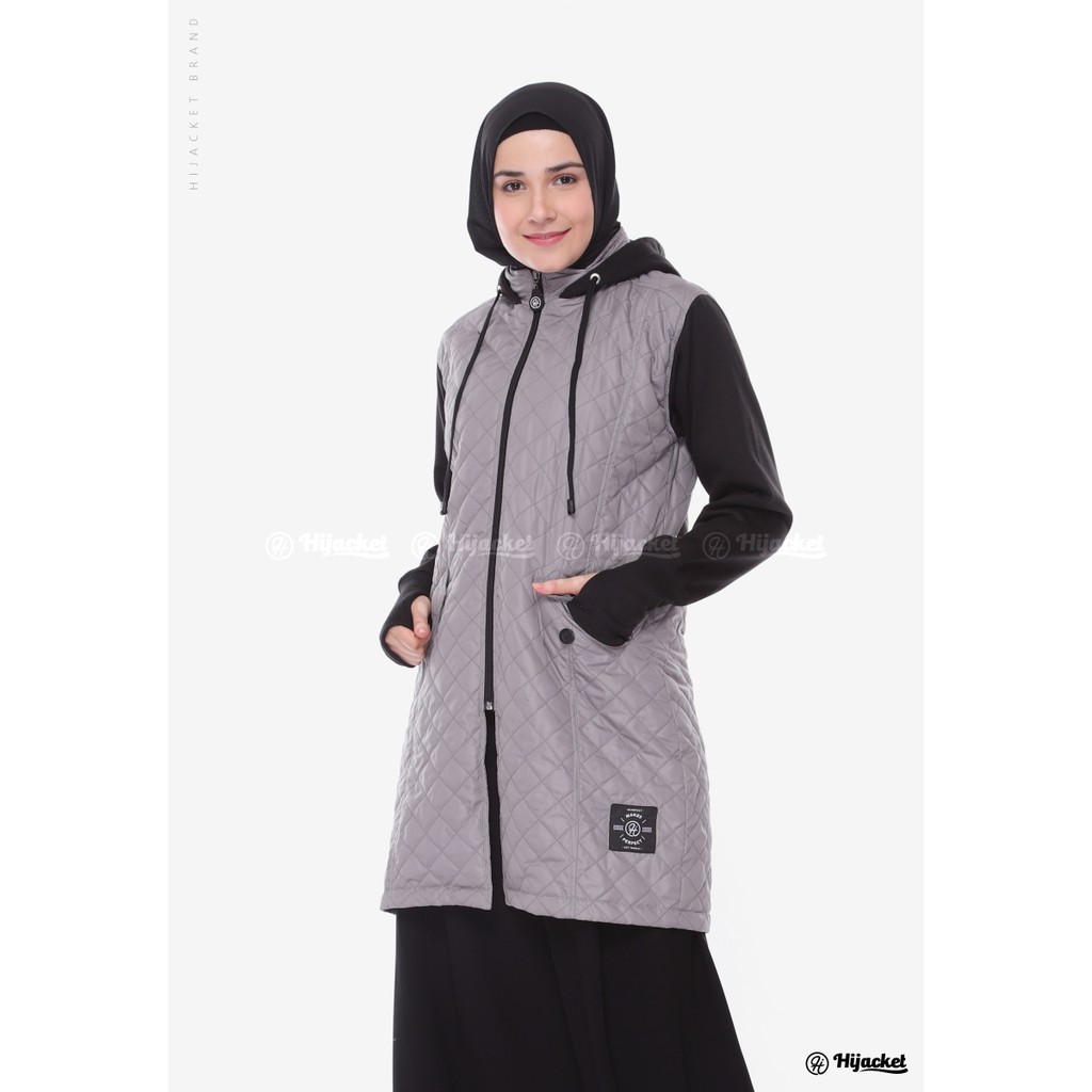 HIJACKET GRACIELA JAKET MUSIM DINGIN - OUTWEAR MUSLIMAH TEBAL NYAMAN WINTER FASHION-Grey