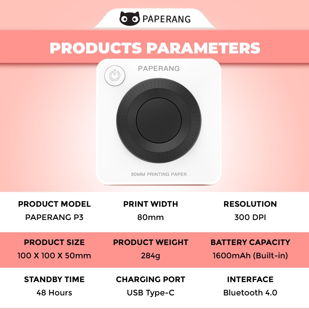 PAPERANG P3 - Mini Portable Pocket Thermal Photo Printer 300DPI