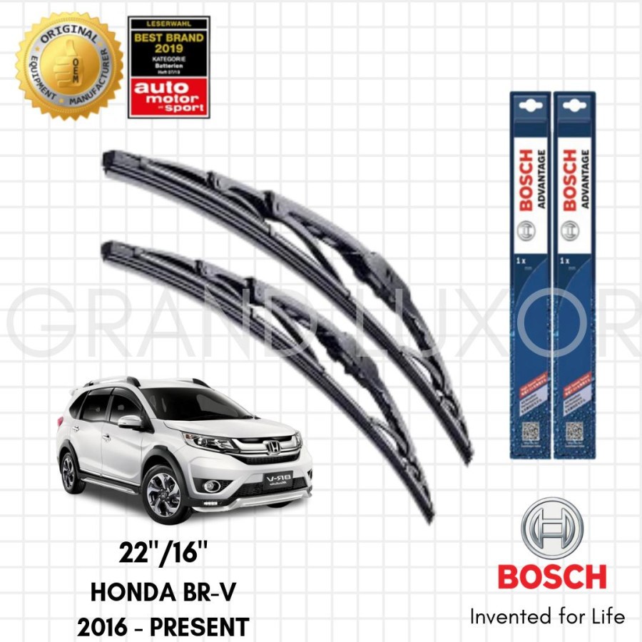 Wiper Blade BRV BR-V BOSCH Sepasang Advantage 16-22&quot; ORIGINAL