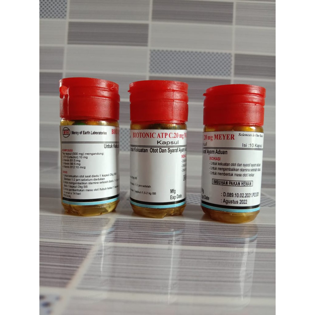 BIOTONIC ATP  C.20 mg MEYER - UNTUK MENINGKATKAN STAMINA AYAM ADU (ISI 10 KAPSUL)