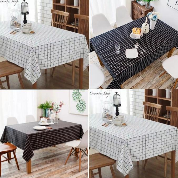 taplak meja makan kain katun 6 kursi/taplak meja kain katun 4 kursi