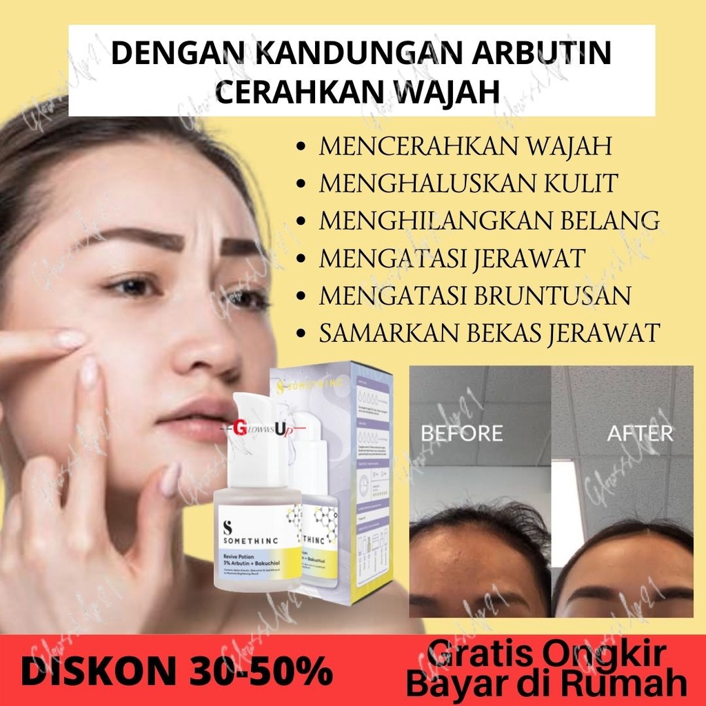 Serum Wajah Penghilang Bruntusan Dan Bekas Jerawat SOMETHINC Revive Potion 3% Arbutin + Bakuchiol Serum Jerawat Dan Bruntusan Perawatan Wajah