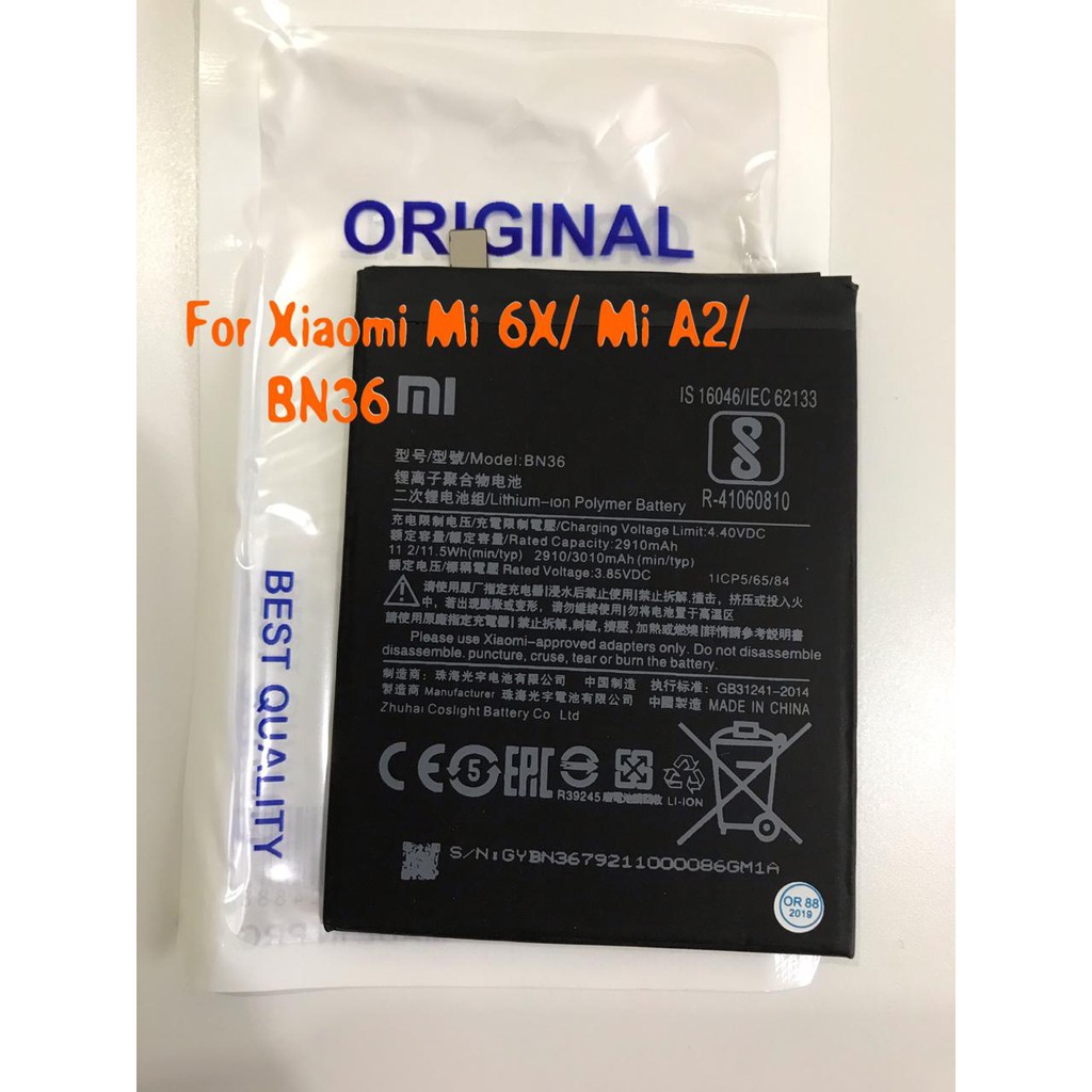 (NC) Baterai Batre Battery Original Xiaomi Mi 6X/ Mi A2 BN36