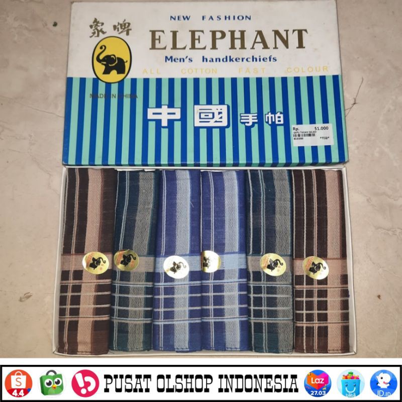 Sapu Tangan Lap Tangan Handuk Kecil Murah Berkualitas ELEPHANT Untuk Pria Wanita