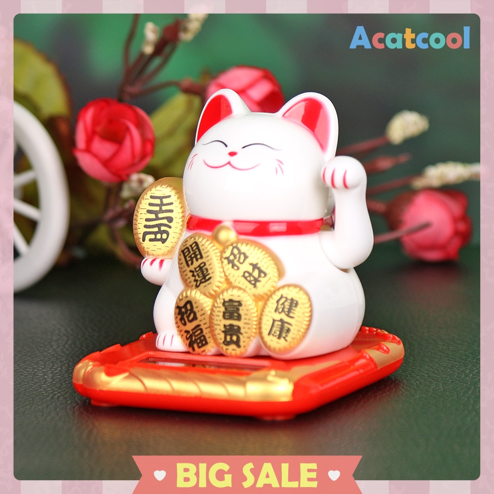 Chinese Lucky Cat Wealth Waving Shaking Hand Fortune Welcome Cat Home Craft