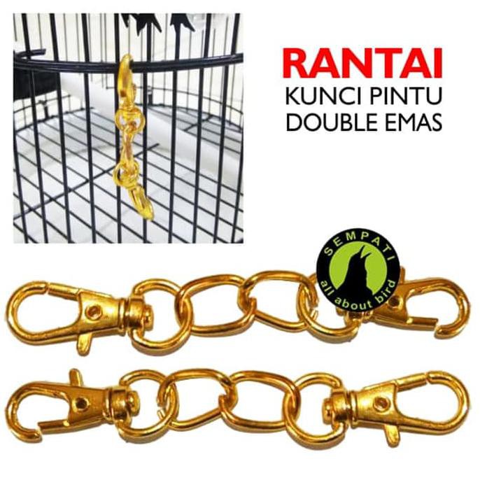 RANTAI BESI KUNCI PINTU SANGKAR KANDANG BURUNG BURUNG DOUBLE EMAS TERPERCAYA