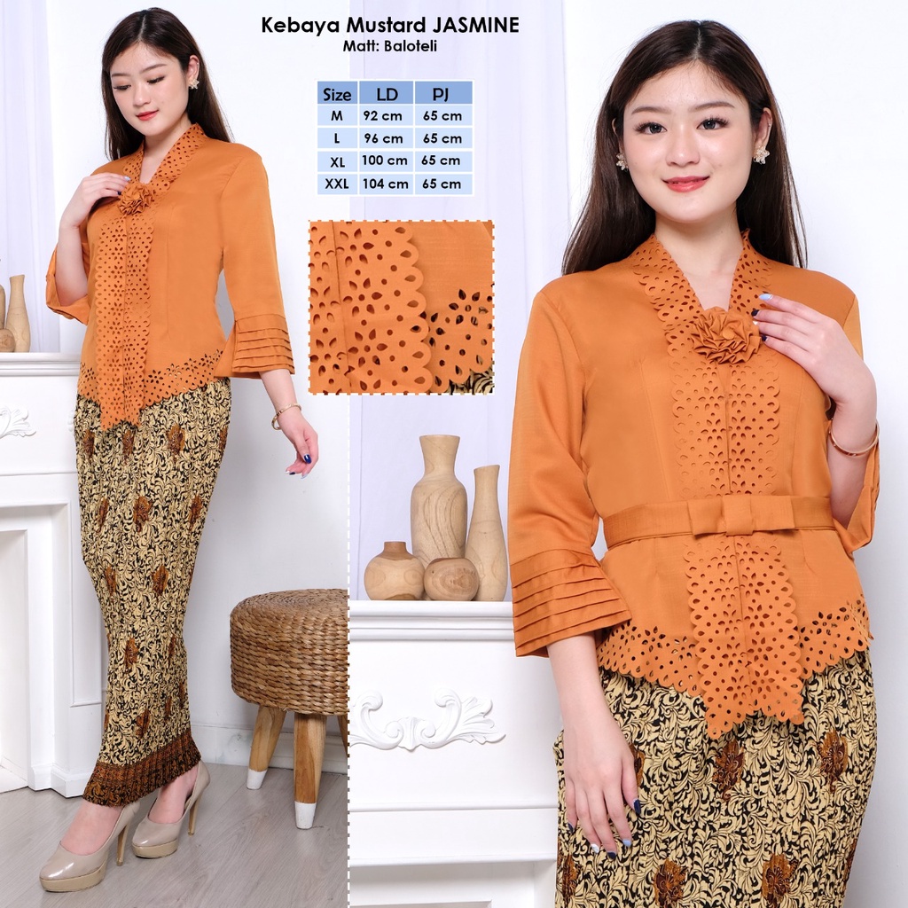 Kebaya encim modern laser cut quality Jasmin promo tangan panjang