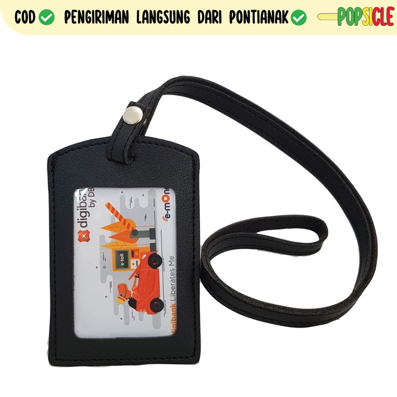 

Name Tag Kancing Flashee ID Card Holder Kancing Kulit Lanyard Kancing Kulit PU Lanyard Hitam