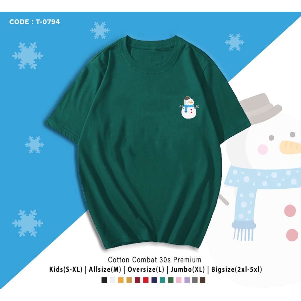 FREE CUSTOM NAMA - T-SHIRT / KAOS NATAL GAMBAR SNOWBALL / BONEKA SALJU / CUSTOM TEE / KAOS CUSTOM KELUARGA