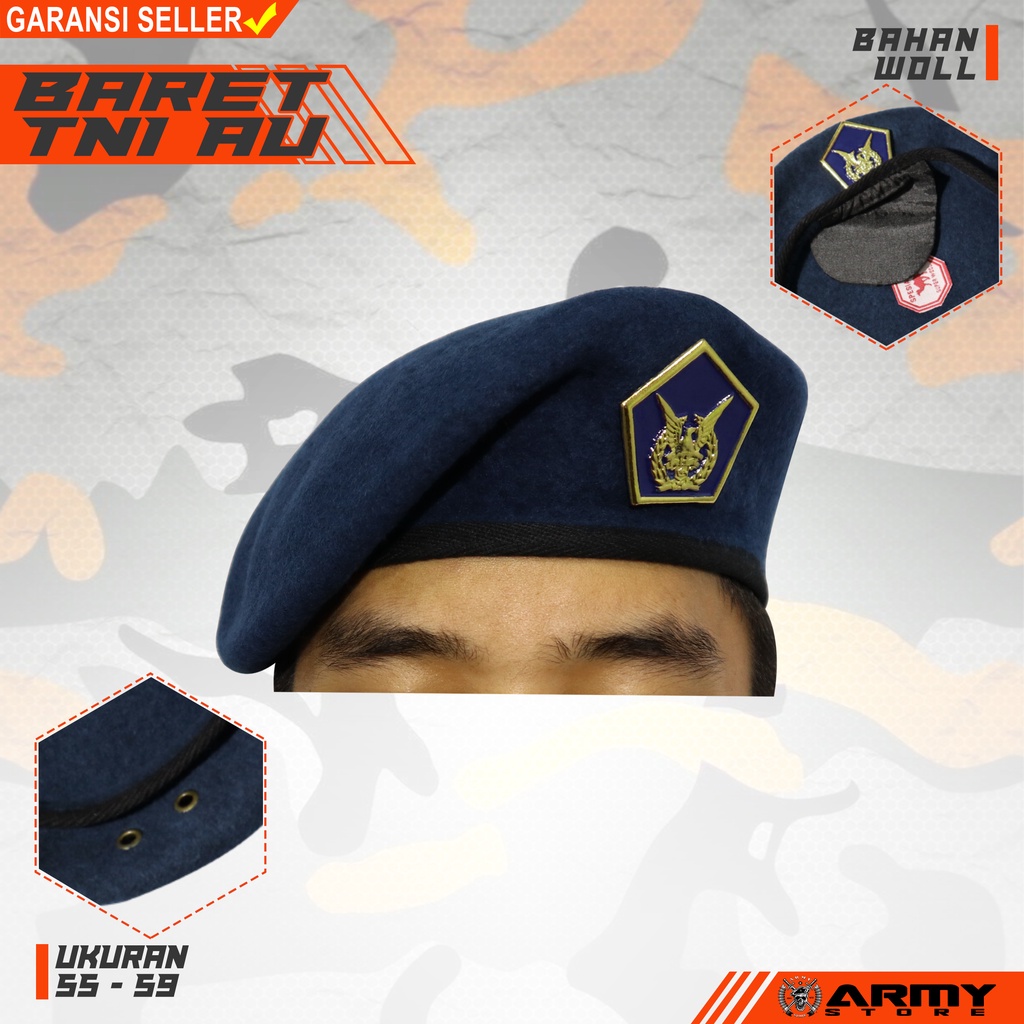 baret TNI  AU + emblem merk camel