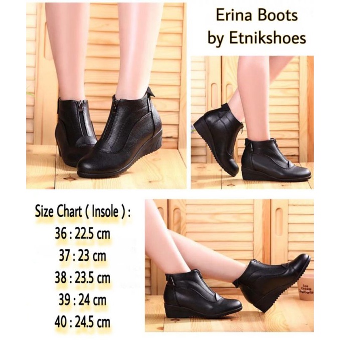 Sepatu Boots Wanita Wedges Sepatu Kerja Wanita Erina Boots Bot wanita But Wanita by Etnikshoes Best Seller