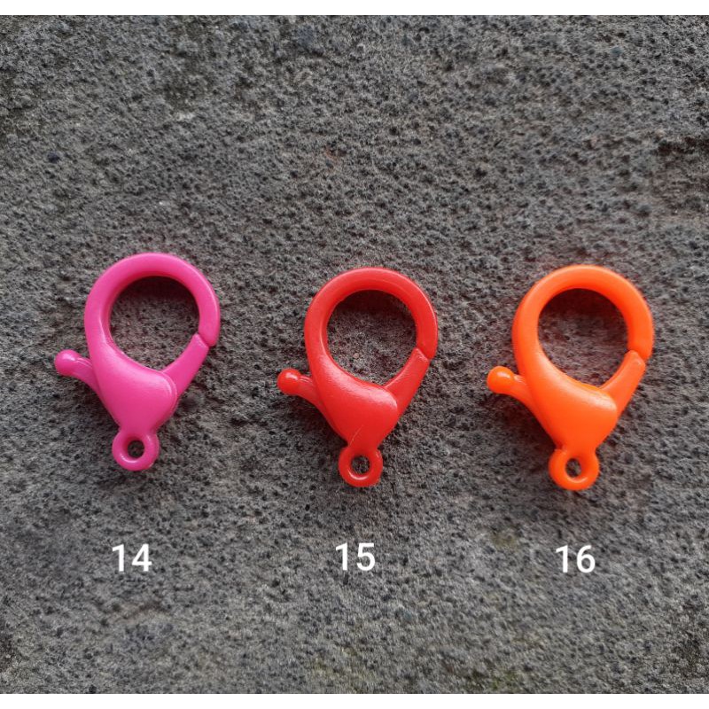 Plastic Key Chain Ring Metal Lobster Clasp Hooks Clips 25mm Plastik Pengait Gantungan Kunci Keychain