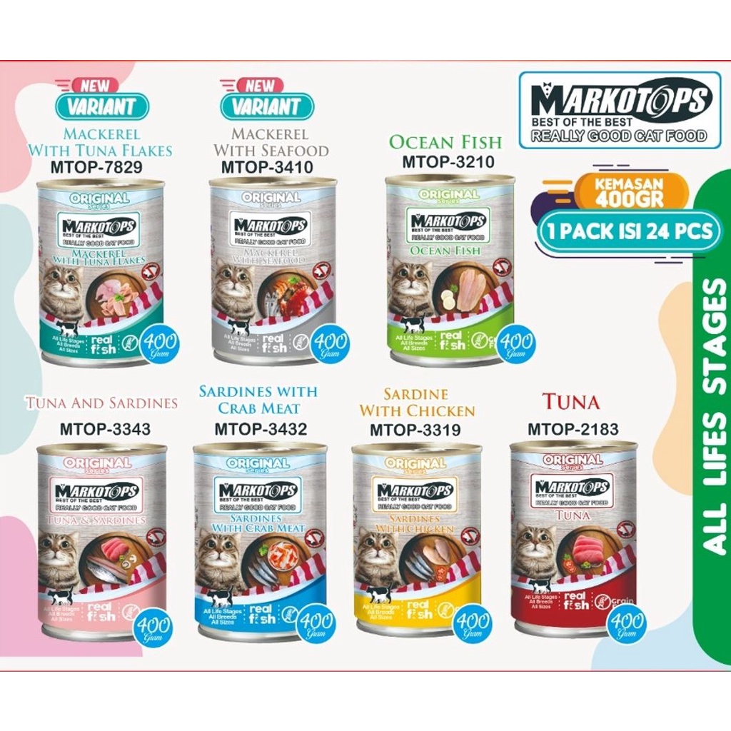 Markotops 400Gr Cat Food All Stages / Segala Umur / Makanan Kaleng Basah Kucing