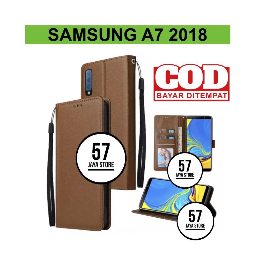 Flip Case Samsung A7 2018 Flip Dompet Casing HP Wallet Leather cover