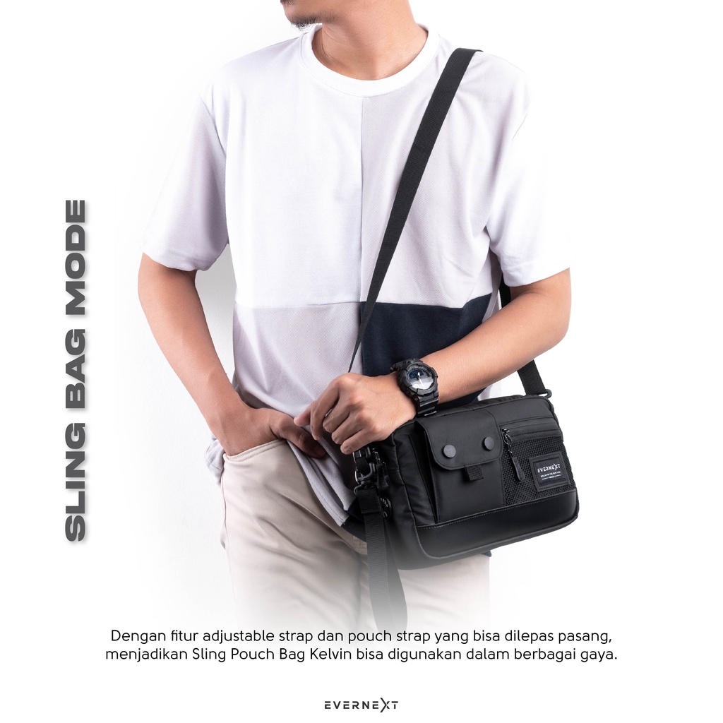 Tas Selempang Pria KELVIN Anti Air Waist Bag Waterproof Kuat dan Premium