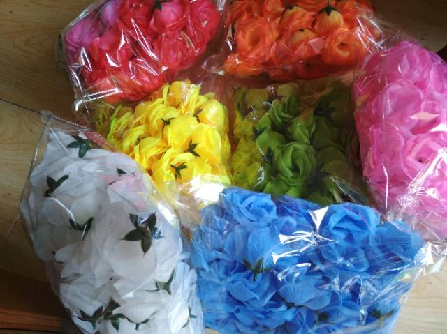 Bunga Plastik Mawar Kuntum Kelopak Rose Artificial Backdrop Dekorasi Seserahan Hantaran Mahar-3