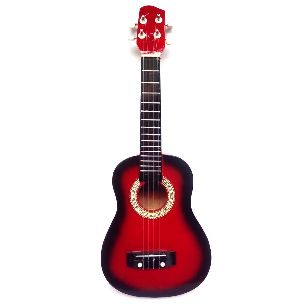 Gitar Ukulele | Gitar Mini | Kentrung 4 Senar | Ukuran 58x21x8 cm - Merah Tua [Packing Kayu]