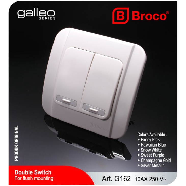 SAKLAR SERI BROCO GALLEO INBOW - SAKLAR DOUBLE BROCO GALLEO INBOW TANAM TEMBOK G162-55S