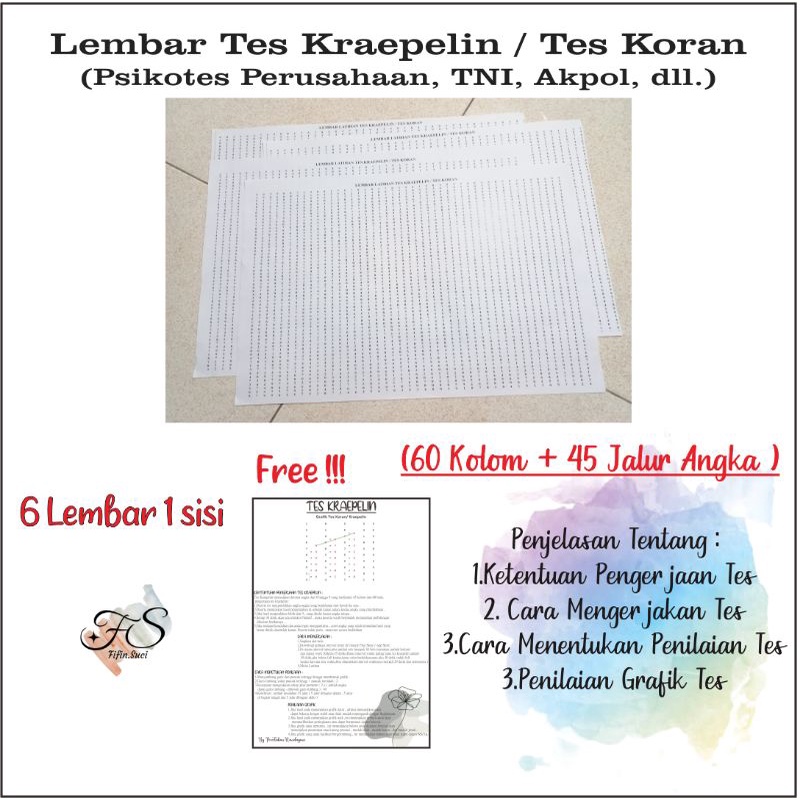 

Lembar Tes Kraepelin A3 / Tes koran / Psikotes Pt,Tni,Akpol,dll ( Paket Hemat 1 )
