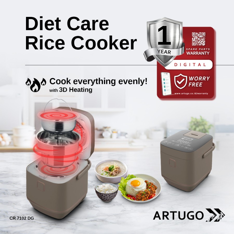 Artugo Rice Cooker Low Carbo CR 7102 DG Kapasitas 2 Liter