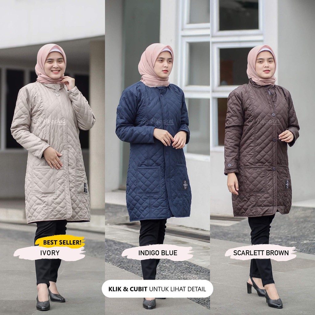 Jaket Panjang Wanita Muslimah Anti Air Coat Cewek Baju Hangat Perempuan Hijacket Hijaber-1