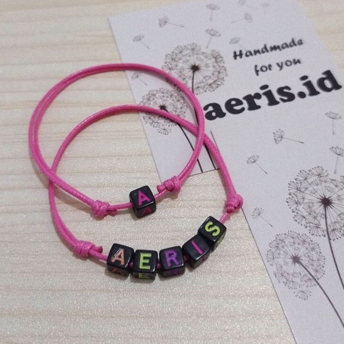 Gelang Inisial Huruf / Gelang Nama / Gelang Couple [PINK]