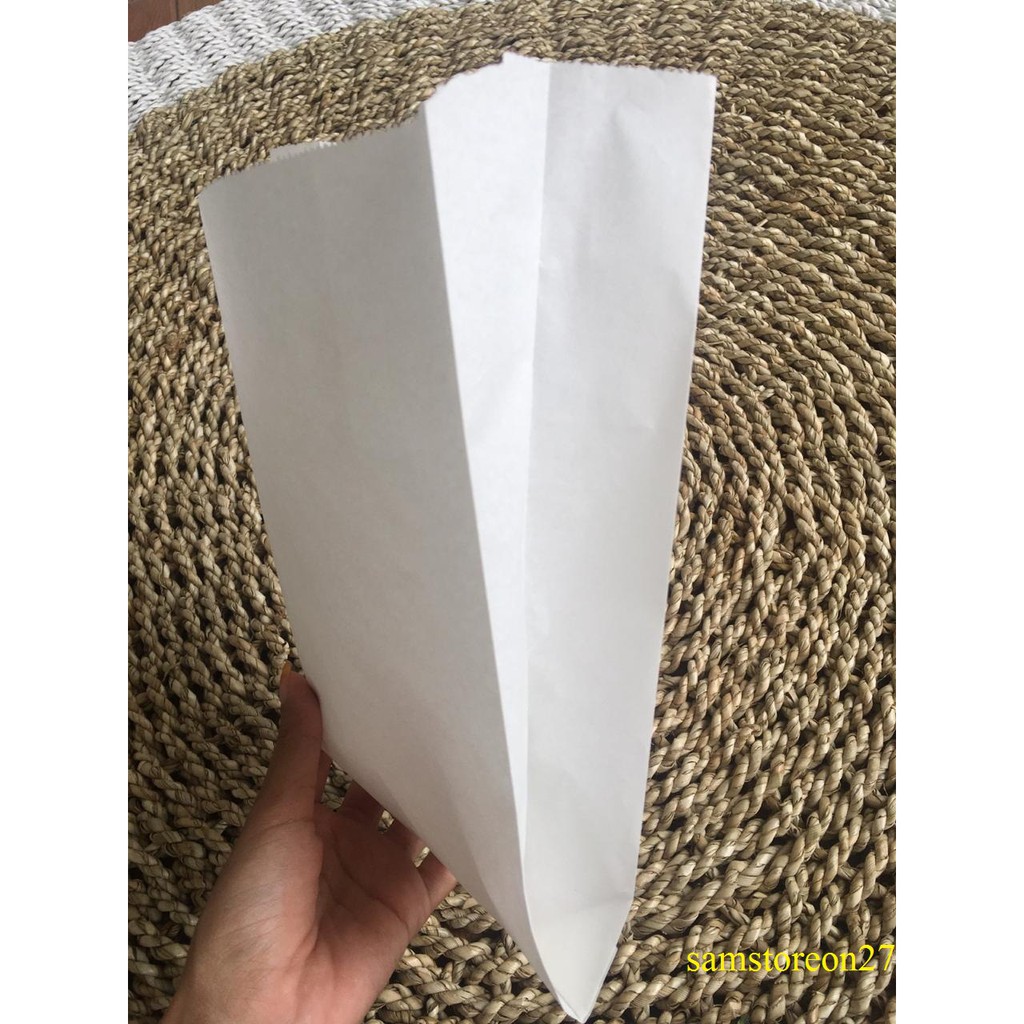 

Paper Bag Food Grade Full Grease Kantong Makanan Gusset Putih 12*8*23