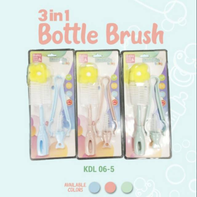 KANDILA 3in1 Bottle Brush Sikat Botol Susu Bayi Penjepit Botol Sikat Dot KDL 06-5