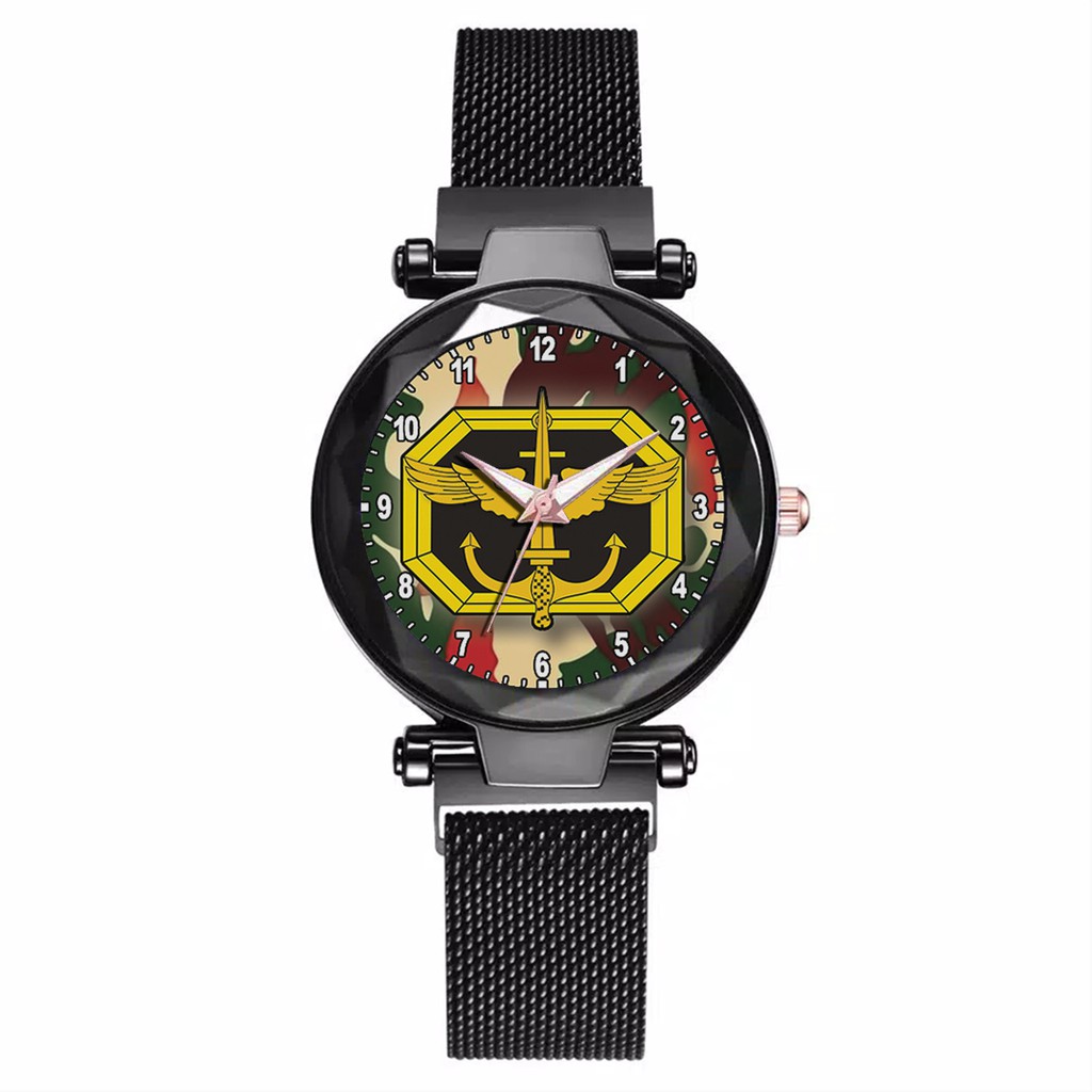 Jam Tangan Wanita Custom - LOGO KOPASSUS BAYGROUND LORENG  Free Box &amp; Batre Cadangan