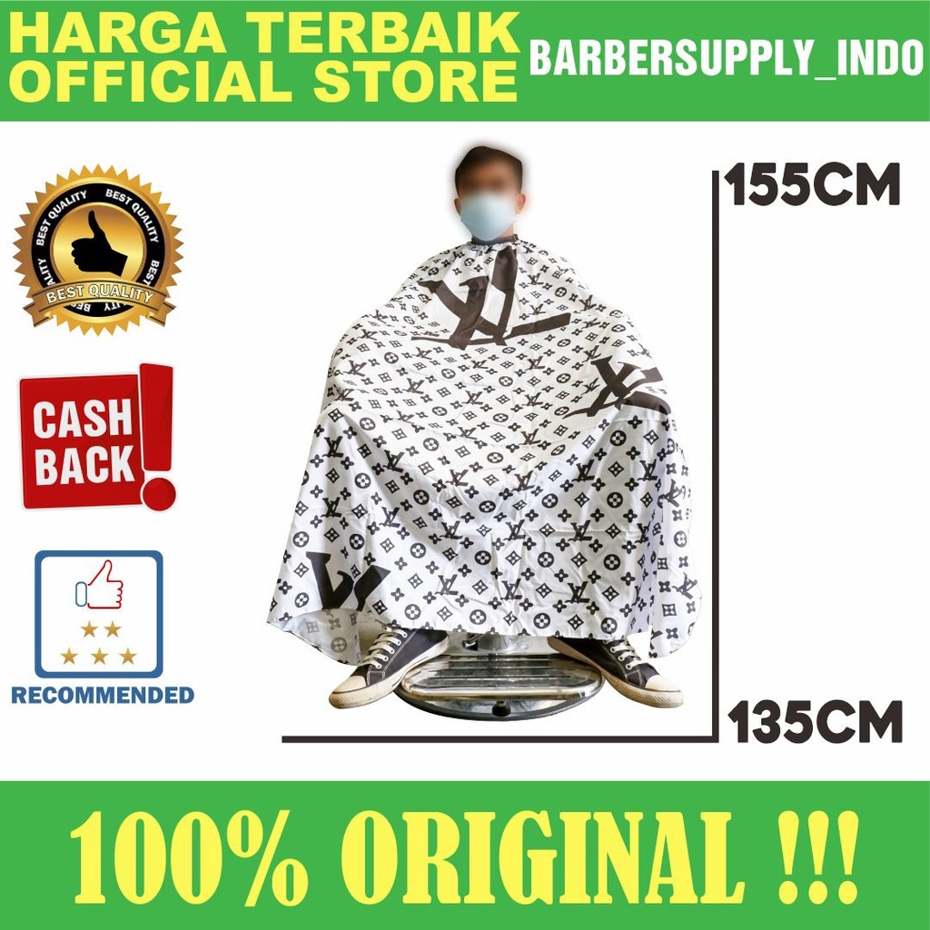 Kip Potong / Cape Barber motif LV Putih Besar