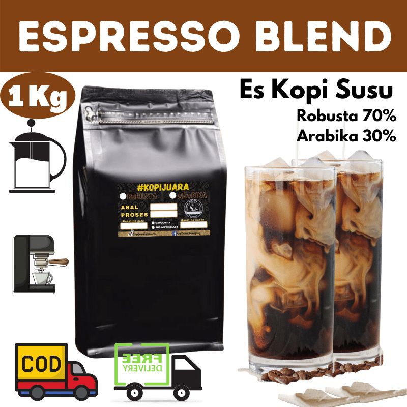 Kopi House Blend Espresso 1Kg | Robusta70% Arabika30% | Resep Es Kopi Kekinian