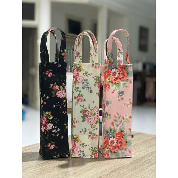 Tas Botol Hydrogen Fontaine Sarung botol tas tumbler Bunga  tas kanvas waterproof serbaguna