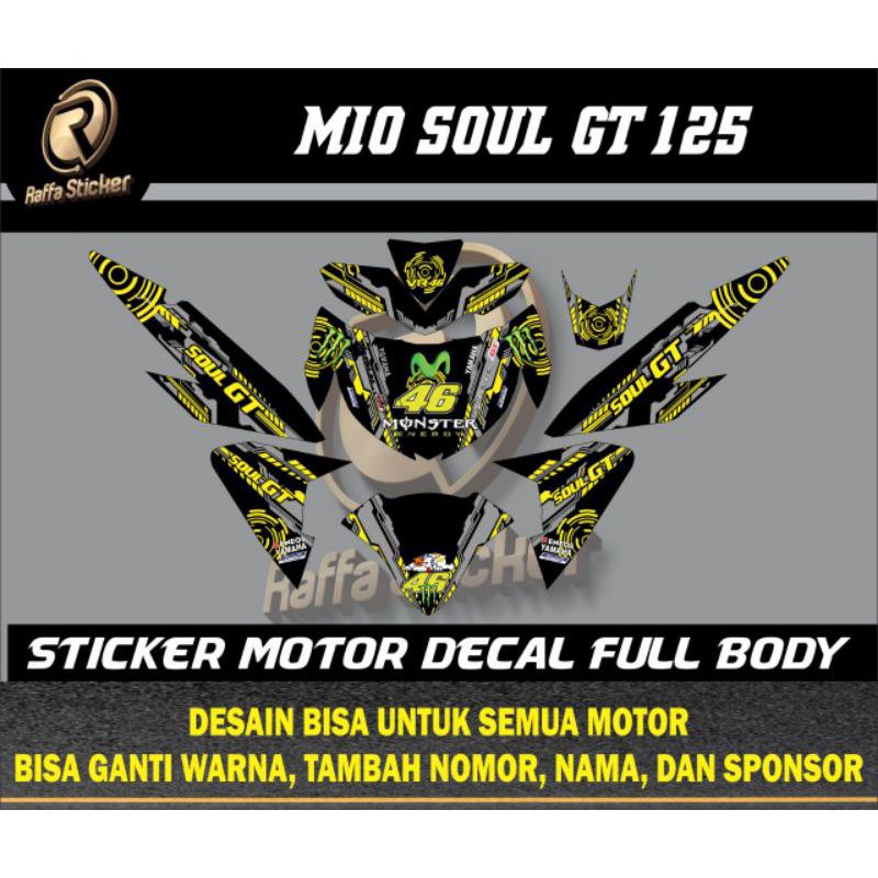 Decal Stiker Motor Yamaha Mio Soul GT 125 Modifikasi Road Race Variasi Aksesoris Full Body