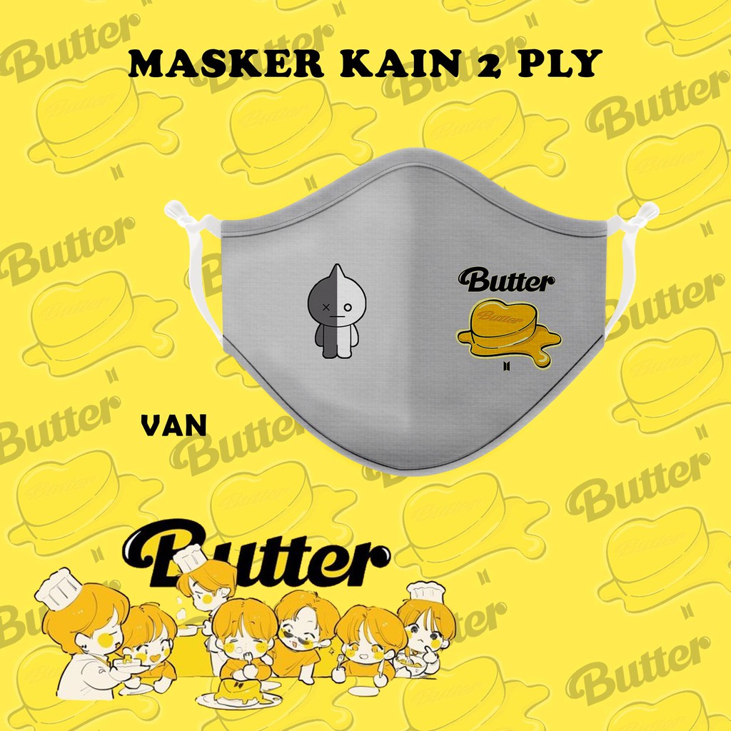 [MASKER] Kain 2 ply bts butter army premium quality digital printing