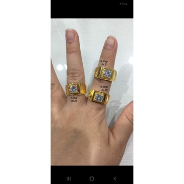 cincin pria permata elegant emas asli